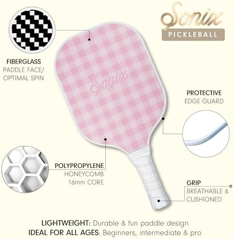 Sonix USAPA Approved Pickleball Paddles Set of 2 for Adults | Fiberglass Surface Pickleball Set with 2 Rackets, 4 Balls,