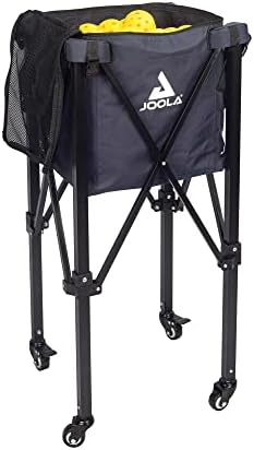 JOOLA Pickleball Ball Caddy for Practice and Pickleball Machine, Holds 100 Balls + 2 Side Pockets, Black Wheel Cart JO