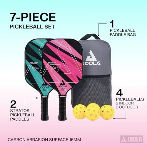 JOOLA Pickleball Paddles Set of 2 - Lightweight, Durable, Beginner-Friendly - Set Includes Balls & Bag - USAP Approved