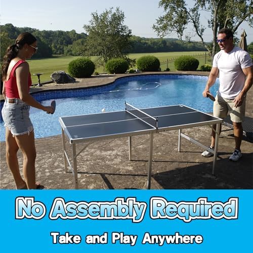 PartyLife 6 ft x 3 ft Ping Pong Table Tennis Table | Mid-Size Portable Folding Indoor Outdoor | Kids & Adults | Game Roo