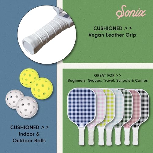 Sonix USAPA Approved Pickleball Paddles Set of 2 for Adults | Fiberglass Surface Pickleball Set with 2 Rackets, 4 Balls,