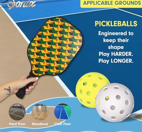 Sonix USAPA Approved Pickleball Paddles Set of 2 for Adults | Fiberglass Surface Pickleball Set with 2 Rackets, 4 Balls,