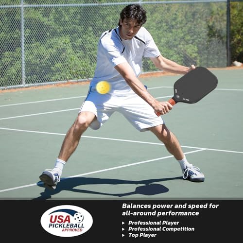 USA Pickleball Approved Pickleball Paddle, 3K Raw Carbon Fiber Surface (CFS) High Grit & Spin, 16MM Polypropylene Honeyc