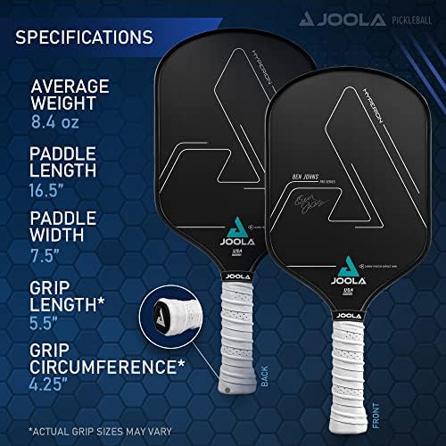 JOOLA Ben Johns Hyperion Pickleball Paddle - Carbon Fiber Surface for Increased Power and Spin - Elongated Grip Handle