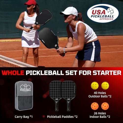 Pickleball Paddles USAPA Approved Lightweight with 4 Balls Traction and Stability California Designed Recycled Material