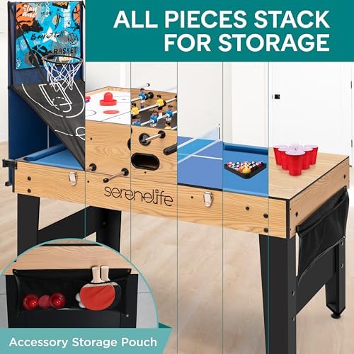 SereneLife 4 in 1 Multi Game Table, Portable Sports Arcade Games, All Ages, Indoor/Outdoor
