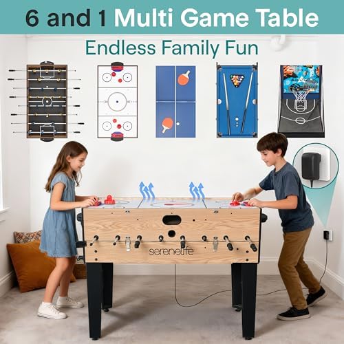 SereneLife 4 in 1 Multi Game Table, Portable Sports Arcade Games, All Ages, Indoor/Outdoor
