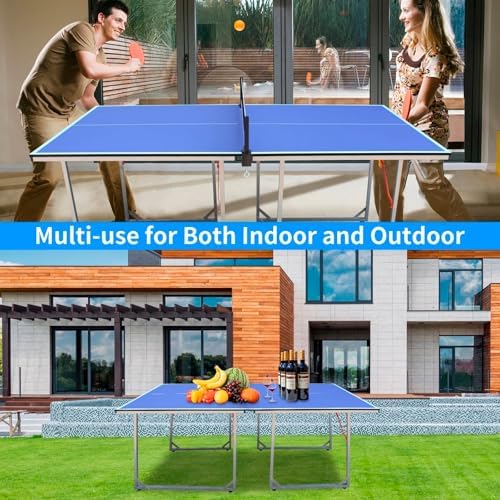 Table Tennis Table Foldable MDF Multi-Use, |5FT/6FT/9FT for Kid Teenager Adult