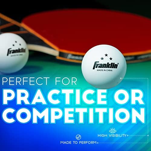 Franklin Sports Ping Pong Balls Official Size Weight White 40mm Table Tennis Durable High Performance 12 Count Pack of 1