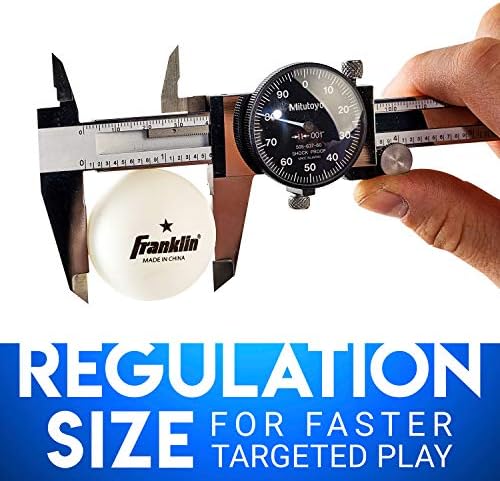 Franklin Sports Ping Pong Balls Official Size Weight White 40mm Table Tennis Durable High Performance 12 Count Pack of 1