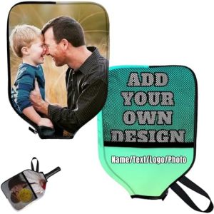Custom Photo Text Logo Pickleball Paddle Cover for Personalized Protection | Pickleball Racket Case with Photo Logo and
