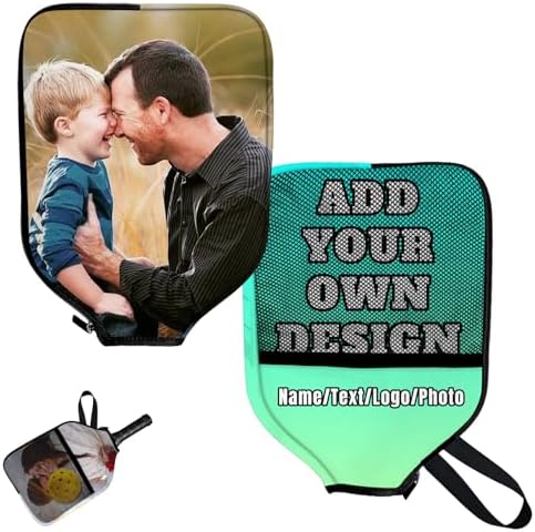 Custom Photo Text Logo Pickleball Paddle Cover for Personalized Protection | Pickleball Racket Case with Photo Logo and