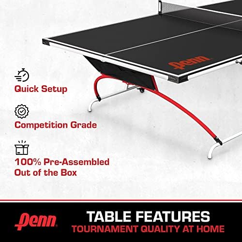 Penn Full Size Table Tennis Table - Easy Setup - Play Anywhere - Compact Storage - 2 Paddles and 2 Balls