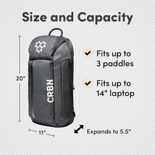 CRBN Pro Team Pickleball Bag for Pickleball Players - Water-Resistant Paddle Bag Holds 3 Paddles & Balls - Ideal for Ser