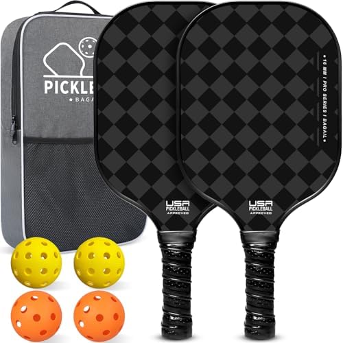 Pickleball Paddles USAPA Approved Lightweight with 4 Balls Traction and Stability California Designed Recycled Material