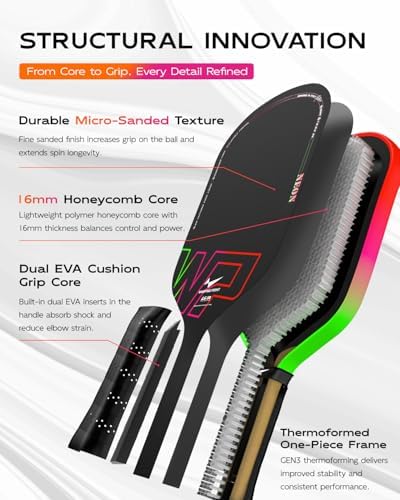 Neon Gen 3 Pickleball Paddle for Control and Power | Warping Point UPA-A Approved Pineal 3 Pickleball Paddle | Warping