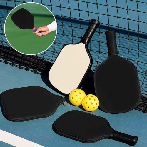 Pickleball Paddle Cover - Zippered Neoprene Protective Sleeves & Mesh Bag (8.6"x1|2"), Fits Most USAPA Standard (Black)