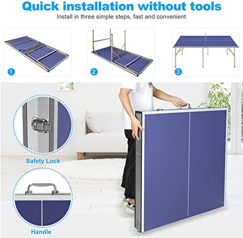 Portable Ping Pong Table Game Set - 6X3ft Folding Table Tennis Table for Adults/Teens, Indoor Outdoor - 2 Table Tennis P