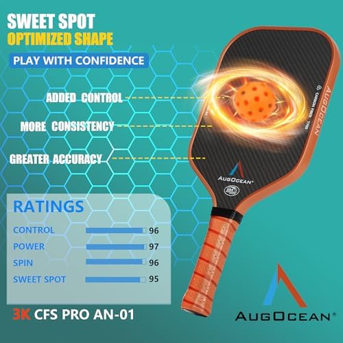 Carbon Pickleball Paddle Set Pro for Pickleball Players,High Grit and Spin 3K Raw Carbon Fiber Surface,Pickleball T700SC