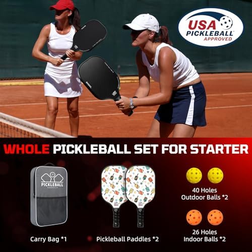 Pickleball Paddles USAPA Approved Lightweight with 4 Balls Traction and Stability California Designed Recycled Material