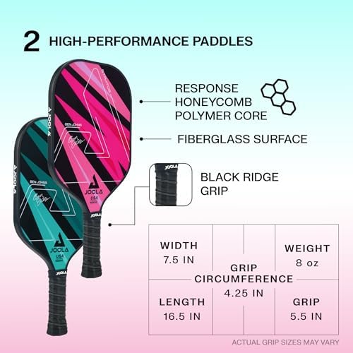 JOOLA Pickleball Paddles Set of 2 - Lightweight, Durable, Beginner-Friendly - Set Includes Balls & Bag - USAP Approved