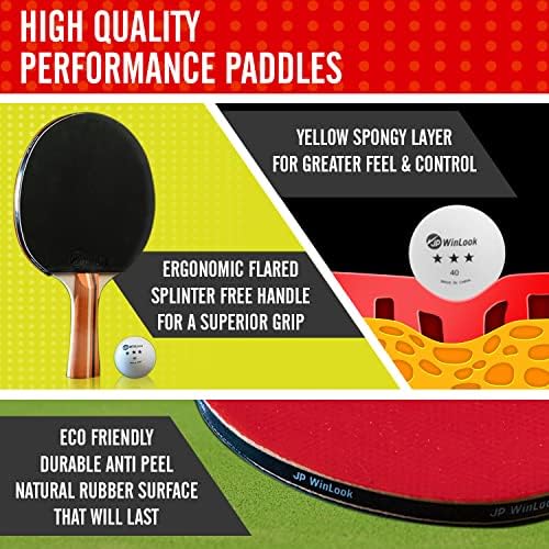 JP WinLook Table Tennis Paddle Set - Professional Case & Balls - For Indoor & Outdoor - Premium Set for Players