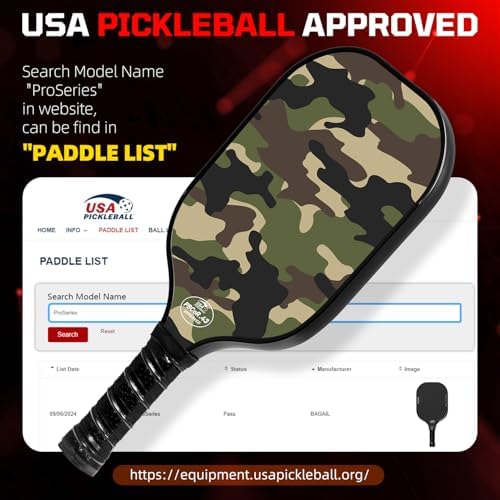 Pickleball Paddles USAPA Approved Lightweight with 4 Balls Traction and Stability California Designed Recycled Material