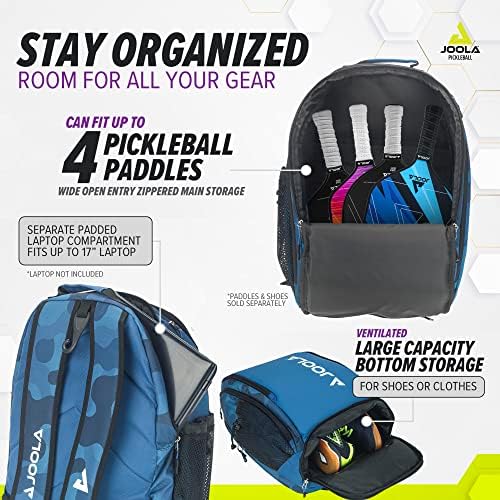 JOOLA Vision II Deluxe Pickleball Backpack - Large Size Ideal for Pickleball Enthusiasts - Padded Paddle Protection, Mul