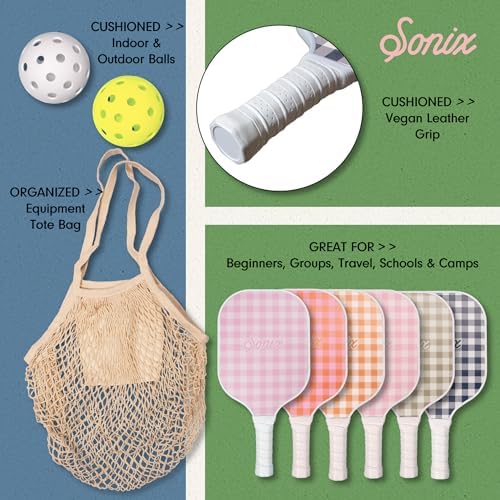 Sonix USAPA Approved Pickleball Paddles Set of 2 for Adults | Fiberglass Surface Pickleball Set with 2 Rackets, 4 Balls,