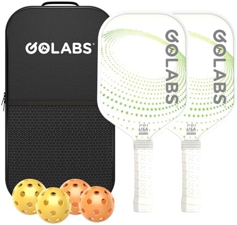 GOLABS PB1 Pickleball Paddles Set of 2 Durable Fiberglass Surface USAPA Approved 8oz Lightweight Comfort Anti-Slip Elong