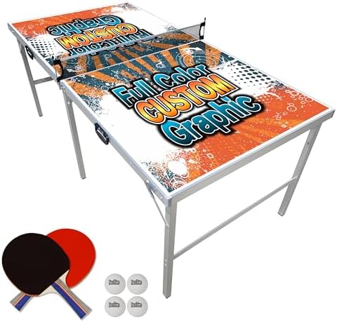 PartyLife 6 ft x 3 ft Portable Indoor Outdoor Ping Pong Table | Kids & Adults | Game Room | Not Full Size | With Optiona