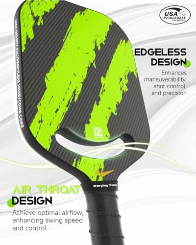 Warping Point Ascent Carbon Fiber Pickleball Paddles for Swing Speed and Maneuverability Players | Warping Point Ascent