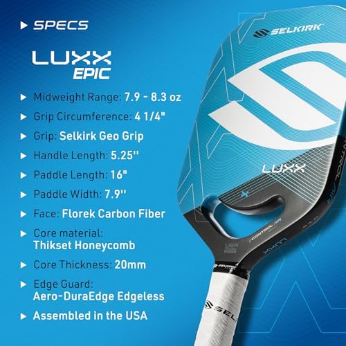 Selkirk Sport LUXX Control Pickleball Paddle | Carbon Fiber Paddles | Designed for Pickleball Enthusiasts | Enhanced Con