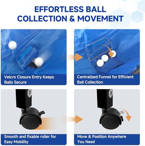 Standing Table Tennis Ball Catch Net, Durable Ball Collector for Training Practice, Portable with Wheels
