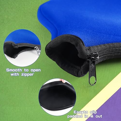 Durable Neoprene Pickleball Paddle Covers, 8.26 x 11.8 Inch Zippered Storage Bag for Pickleball Players