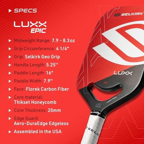 High Performance Selkirk Sport LUXX Control Pickleball Paddle for Ultimate Control and Power | Selkirk Sport LUXX Carbo