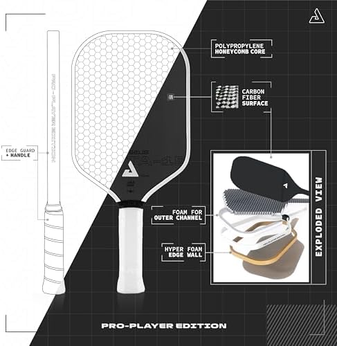 JOOLA Perseus MOD TA 15 Pro Player Edition Pickleball Paddle - More Power & Spin - Carbon Fiber Pickleball Paddle - Gen