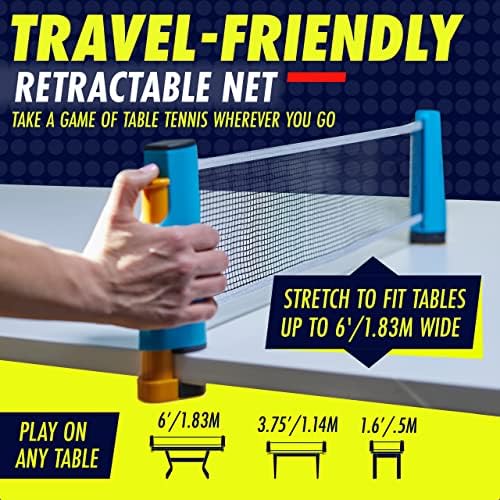 NIBIRU SPORT Professional Ping Pong Paddle Sets for Adults - 4 Player Table Tennis Paddles, Retractable Net and Carry Ba