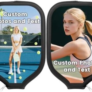 Personalized Custom Pickleball Paddle Covers for Pickleball Players, Zippered Universal Case Racket Sleeve with Photo T