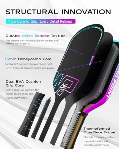 Neon Gen 3 Pickleball Paddle for Control and Power | Warping Point UPA-A Approved Pineal 3 Pickleball Paddle | Warping