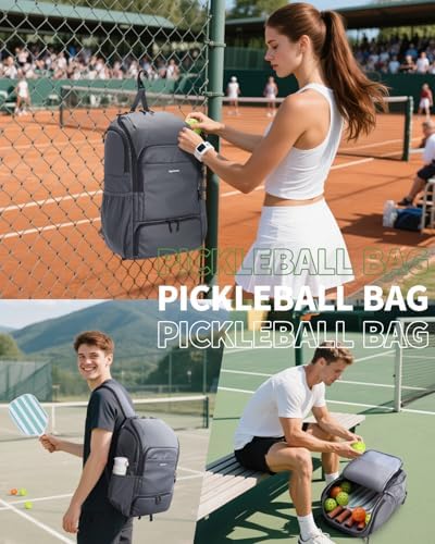 Pickleball Bag Sports Pickleball Backpack with Shoe Compartment Large Men Women Patent Pending