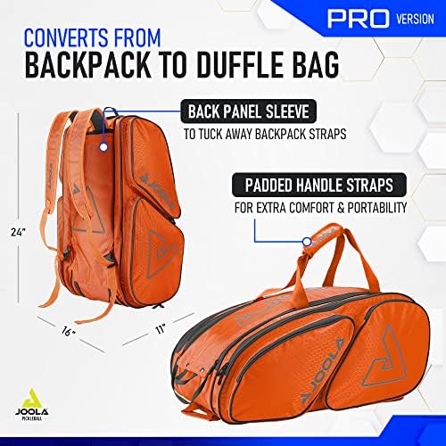 JOOLA Tour Elite Pro Pickleball Bag – Durable Backpack & Duffle Bag for Paddles & Accessories – Thermal Insulated Pocket