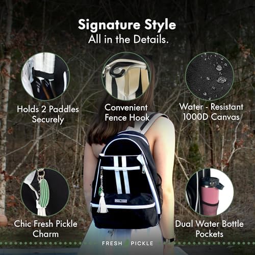 Teddi Pickleball Backpack Grn/wh - Large Capacity Bags for Women - Durable 1000D Nylon, Stylish Paddle Bag - Multipurpos