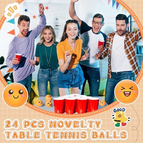 ShinyRelief 24 PCS Novelty Face Table Tennis Balls for All Golfers as Christmas Birthday Gift Fun Table Tennis Accessori