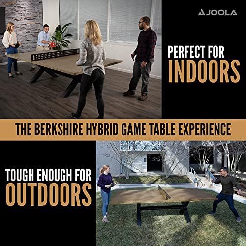 JOOLA Multi Use Outdoor Table Tennis Table - Concrete Wood Look - Indoor Outdoor - Conference Table Dining Table Include