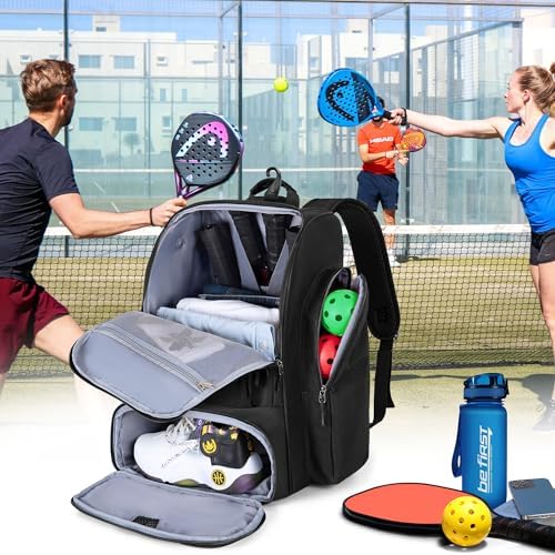 Pickleball Bag for 4 Paddles and Shoe Storage with Fence Hook for Pickleball Lovers | Pickleball Backpack with Shoe Com