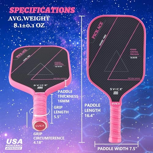 Pickleball Paddles Set of 2, Professional Carbon Fiber, Superior Control and Strong Power, USAPA Approved Pickleball Pad