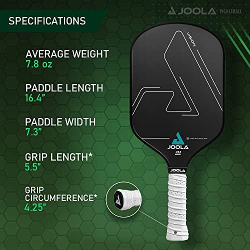 JOOLA Vision Textured Carbon Grip Pickleball Paddle for Maximum Spin and Control - Polypropylene Honeycomb Core 16mm JOO