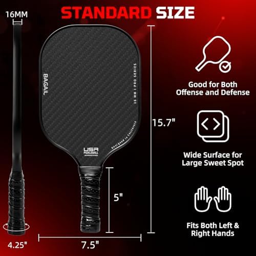 Pickleball Paddles USAPA Approved Lightweight with 4 Balls Traction and Stability California Designed Recycled Material