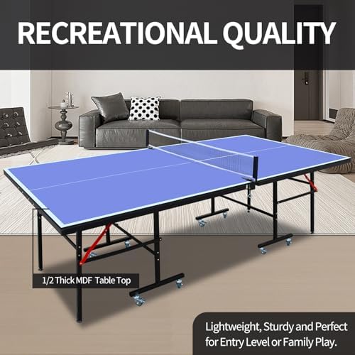 Professional Foldable Table Tennis Table for Indoor Play | 8FT 9FT Single Player Table Tennis Setup with Net and Posts